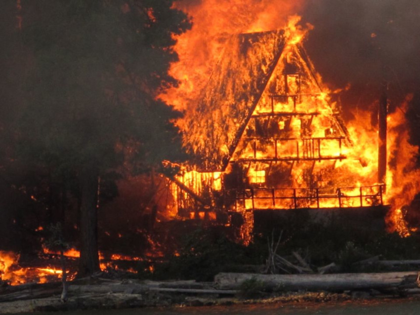 burning cabin